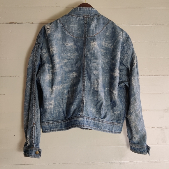 Free People Tattered Tennis Jacket Denim - Picture 4 of 9